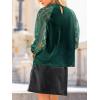 imageCUPSHE Velvet Tops for Women Long Sleeve Lace Blouses Mock Neck Fall Party Shirts 2025Green
