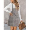 imageCUPSHE Women Corduroy Fall Dresses Front Bib Pocket Square Neck Wide Strap Casual Overall Mini DressGrey Plaid