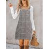 imageCUPSHE Women Corduroy Fall Dresses Front Bib Pocket Square Neck Wide Strap Casual Overall Mini DressGrey Plaid