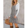 imageCUPSHE Women Corduroy Fall Dresses Front Bib Pocket Square Neck Wide Strap Casual Overall Mini DressGrey Plaid