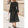 imageCUPSHE Women Fall Dresses for Women Tie Front Lace V Neck Long Sleeve Floral Smocked A Line Casual Mini DressBlack