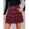 imageCUPSHE Women Mini Plaid Skirts Tweed High Waist Bodycon Pencil Hem Fall Winter Dressy Outfits ShortsRed