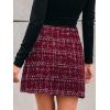 imageCUPSHE Women Mini Plaid Skirts Tweed High Waist Bodycon Pencil Hem Fall Winter Dressy Outfits ShortsRed