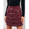 imageCUPSHE Women Mini Plaid Skirts Tweed High Waist Bodycon Pencil Hem Fall Winter Dressy Outfits ShortsRed