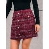 imageCUPSHE Women Mini Plaid Skirts Tweed High Waist Bodycon Pencil Hem Fall Winter Dressy Outfits ShortsRed