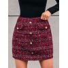 imageCUPSHE Women Mini Plaid Skirts Tweed High Waist Bodycon Pencil Hem Fall Winter Dressy Outfits ShortsRed