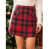 imageCUPSHE Women Mini Plaid Skirts Tweed High Waist Bodycon Pencil Hem Fall Winter Dressy Outfits ShortsRed Black