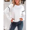 imageCUPSHE Women Oversized Sweater Drop Shoulder Contrast Long Sleeve Knit Top Casual Lightweight Pullover Fall SweatersBwhite