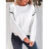 imageCUPSHE Women Oversized Sweater Drop Shoulder Contrast Long Sleeve Knit Top Casual Lightweight Pullover Fall SweatersBwhite