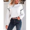 imageCUPSHE Women Oversized Sweater Drop Shoulder Contrast Long Sleeve Knit Top Casual Lightweight Pullover Fall SweatersBwhite