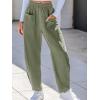imageCUPSHE Women Pants HighWaisted Cargo Pant Pockets Leg Cotton Fit Coverup Elastic Work Casual DressyArmy Green