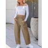 imageCUPSHE Women Pants HighWaisted Cargo Pant Pockets Leg Cotton Fit Coverup Elastic Work Casual DressyKhaki Green