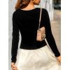 imageCUPSHE Women Ribbed Long Sleeve Tops Trendy Going Out Fitted Basic ShirtsBlack