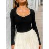 imageCUPSHE Women Ribbed Long Sleeve Tops Trendy Going Out Fitted Basic ShirtsBlack