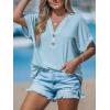 imageCUPSHE Women Tops Short Sleeve Tee Cutout V Neck Shirt CasualBlue