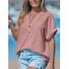 imageCUPSHE Women Tops Short Sleeve Tee Cutout V Neck Shirt CasualPink