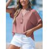 imageCUPSHE Women Tops Short Sleeve Tee Cutout V Neck Shirt CasualPink