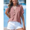 imageCUPSHE Women Tops Short Sleeve Tee Cutout V Neck Shirt CasualPink