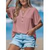imageCUPSHE Women Tops Short Sleeve Tee Cutout V Neck Shirt CasualPink