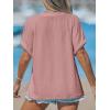 imageCUPSHE Women Tops Short Sleeve Tee Cutout V Neck Shirt CasualPink