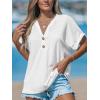 imageCUPSHE Women Tops Short Sleeve Tee Cutout V Neck Shirt CasualWhite