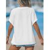 imageCUPSHE Women Tops Short Sleeve Tee Cutout V Neck Shirt CasualWhite