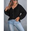 imageCUPSHE Womens Blouses Eyelet Tops Long Sleeve V Neck Puff Sleeve Shirts Dressy CasualBlack