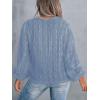 imageCUPSHE Womens Blouses Eyelet Tops Long Sleeve V Neck Puff Sleeve Shirts Dressy CasualBlue