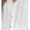 imageCUPSHE Womens Blouses Eyelet Tops Long Sleeve V Neck Puff Sleeve Shirts Dressy CasualWhite