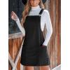 imageCUPSHE Womens Corduroy Overall Dress Square Neck A Line Fall Pinafore Mini Dress with PocketsBlack