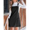 imageCUPSHE Womens Corduroy Overall Dress Square Neck A Line Fall Pinafore Mini Dress with PocketsBlack