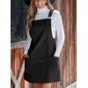 imageCUPSHE Womens Corduroy Overall Dress Square Neck A Line Fall Pinafore Mini Dress with PocketsBlack
