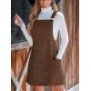 imageCUPSHE Womens Corduroy Overall Dress Square Neck A Line Fall Pinafore Mini Dress with PocketsBrown