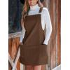 imageCUPSHE Womens Corduroy Overall Dress Square Neck A Line Fall Pinafore Mini Dress with PocketsBrown