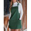 imageCUPSHE Womens Corduroy Overall Dress Square Neck A Line Fall Pinafore Mini Dress with PocketsGreen