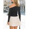 imageCUPSHE Womens Fall Dresses One Shoulder Contrasting Knit Ruffle Long Sleeve A Line Mini DressBlack