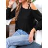 imageCUPSHE Womens Long Sleeve Crewneck Blouse Sexy Back Lace Ribbed Knit Tops2black