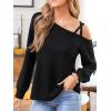 imageCUPSHE Womens Long Sleeve Crewneck Blouse Sexy Back Lace Ribbed Knit Tops2black