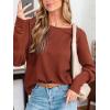 imageCUPSHE Womens Long Sleeve Crewneck Blouse Sexy Back Lace Ribbed Knit TopsBrown