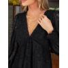 imageCUPSHE Womens Mini Fall Dress V Neck Long Sleeves Lace Smocked Casual Short A Line Wedding Guest DressBlack