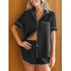 imageCUPSHE Womens Silk Pajamas Set Satin Short Sleeve Sleepwear Button Up Pjs Shorts SetBlack