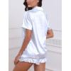 imageCUPSHE Womens Silk Pajamas Set Satin Short Sleeve Sleepwear Button Up Pjs Shorts SetBlue  White