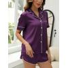 imageCUPSHE Womens Silk Pajamas Set Satin Short Sleeve Sleepwear Button Up Pjs Shorts SetDark Purple