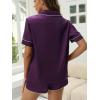 imageCUPSHE Womens Silk Pajamas Set Satin Short Sleeve Sleepwear Button Up Pjs Shorts SetDark Purple