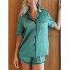 imageCUPSHE Womens Silk Pajamas Set Satin Short Sleeve Sleepwear Button Up Pjs Shorts SetGreen