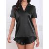 imageCUPSHE Womens Silk Pajamas Set Satin Short Sleeve Sleepwear Button Up Pjs Shorts SetMidnight Dark