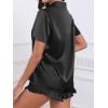imageCUPSHE Womens Silk Pajamas Set Satin Short Sleeve Sleepwear Button Up Pjs Shorts SetMidnight Dark