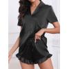 imageCUPSHE Womens Silk Pajamas Set Satin Short Sleeve Sleepwear Button Up Pjs Shorts SetMidnight Dark