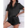 imageCUPSHE Womens Silk Pajamas Set Satin Short Sleeve Sleepwear Button Up Pjs Shorts SetMidnight Dark