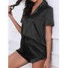 imageCUPSHE Womens Silk Pajamas Set Satin Short Sleeve Sleepwear Button Up Pjs Shorts SetMidnight Dark